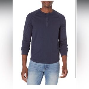 Amazon‎ Essentials Men's Slim-Fit Long-Sleeve Henley Shirt- Medium-Navy Blue